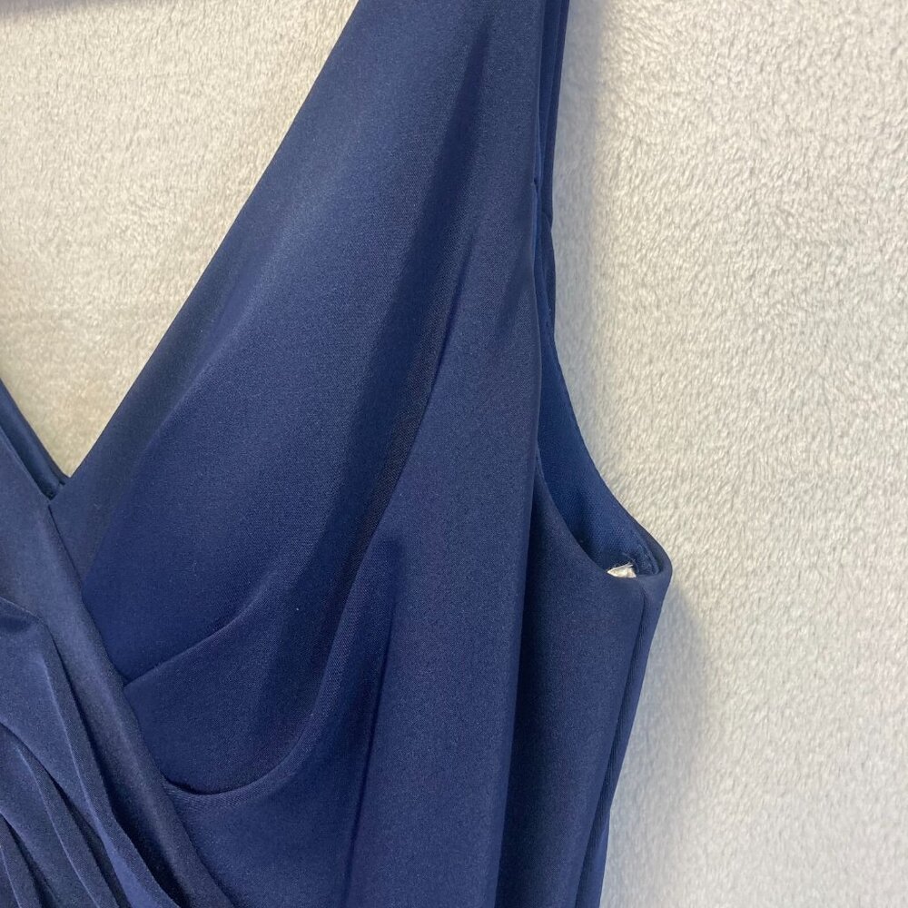 JVN by Jovani Sleeveless Ruffle Gown Dress Size 12 Navy Blue Prom Formal Wedding - Picture 9 of 13